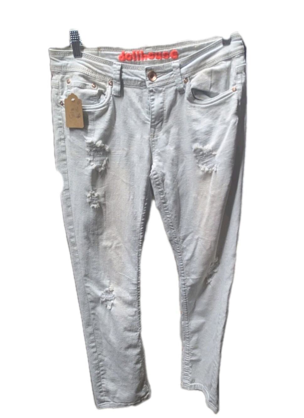 Dollhouse Light Wash Distressed Cropped Jeans Women’s Denim Sz 9 Pants